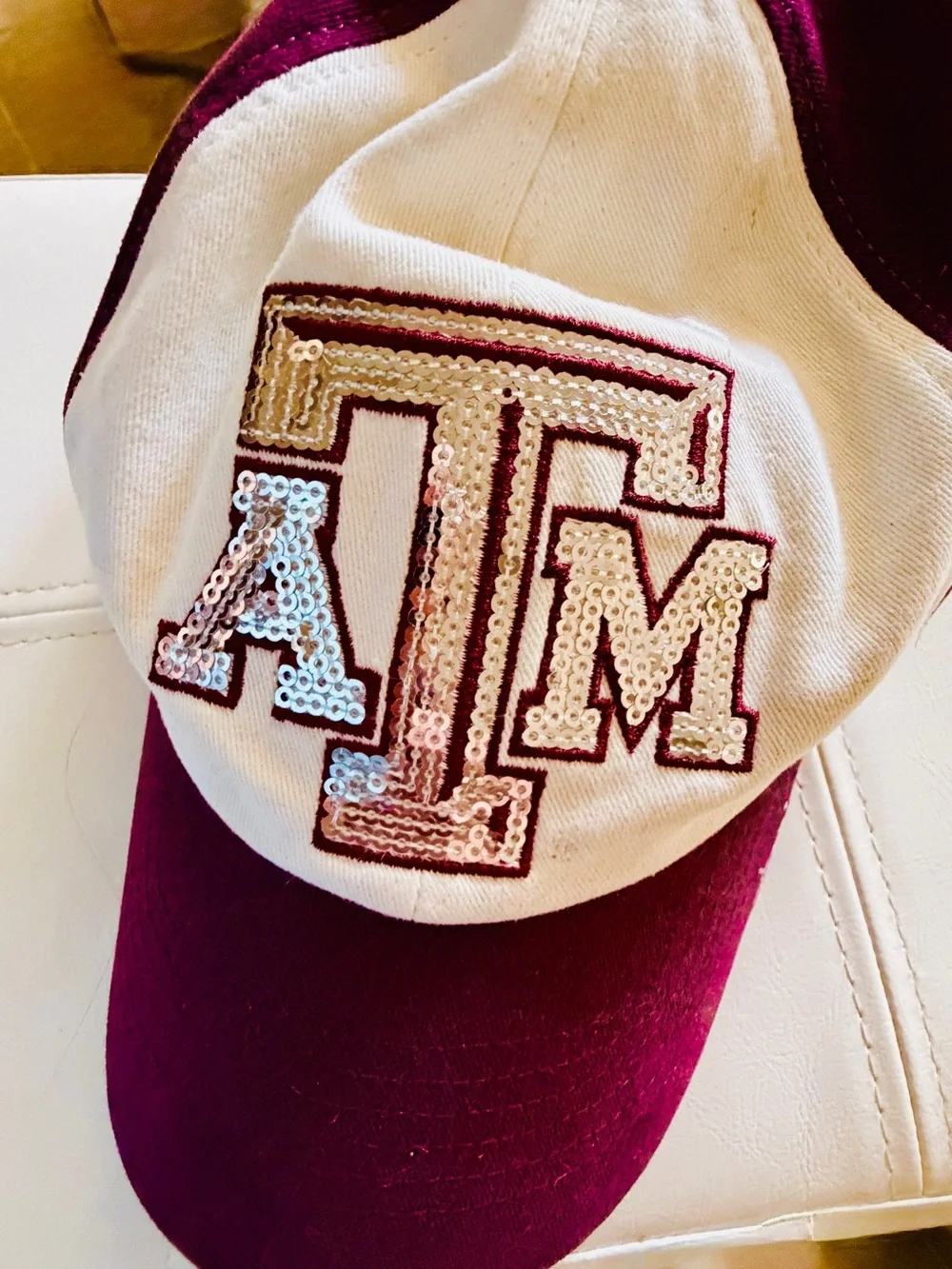47 Brand Embroidered Patch Top in White and Burgundy